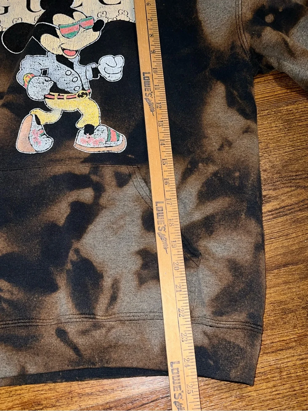 Gucci Mickey Mouse Black Streetwear Graphic Acid Wash Upcycled Hoodie  Size S